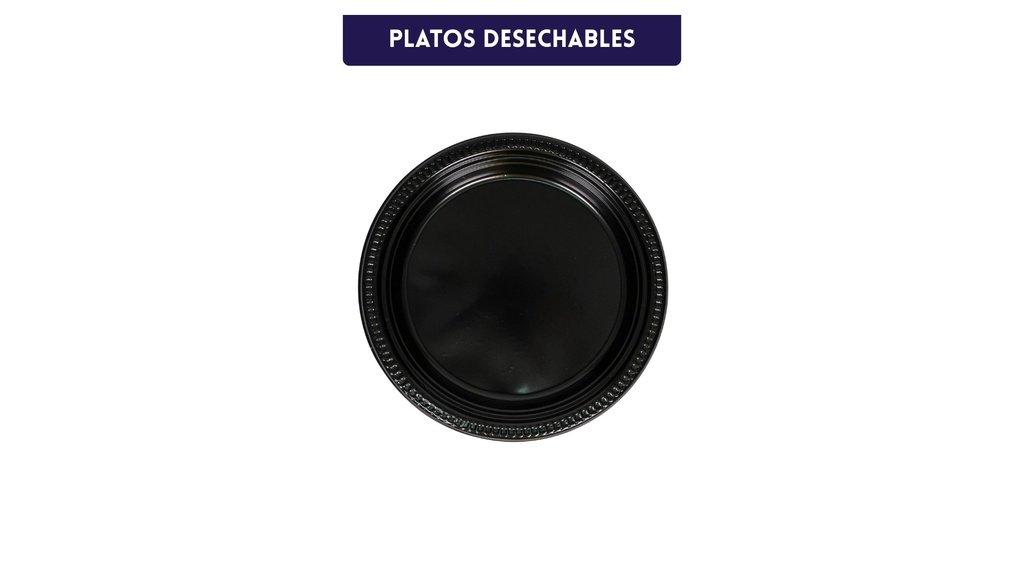Plato Desechable Negro Liso 9"