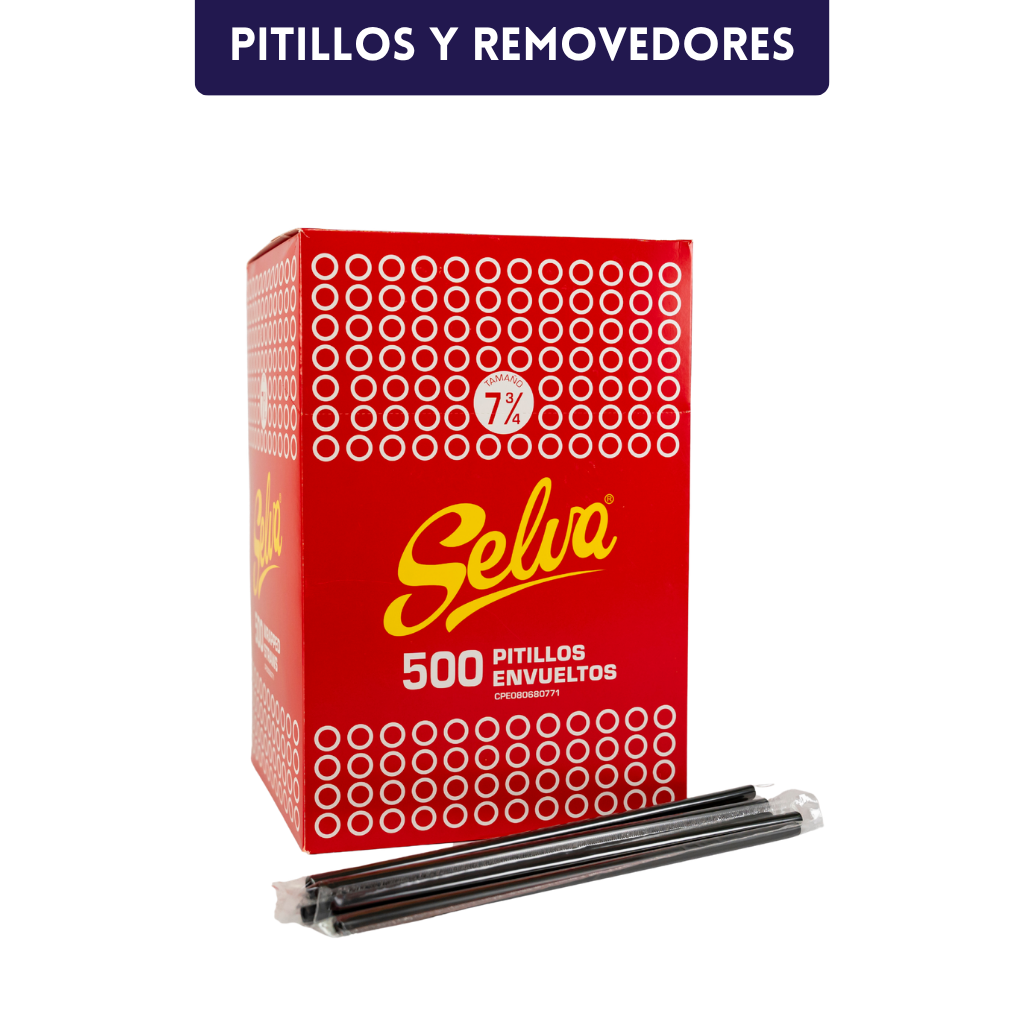 Pitillo Envuelto Negro 7 3/4"