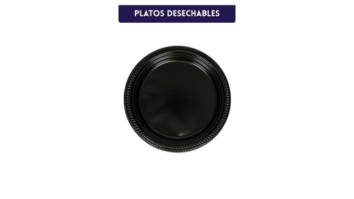 [STPHK-00900000] Plato Desechable Negro Liso 9"