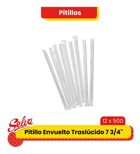 Pitillo Envuelto Traslúcido 7 3/4"